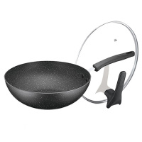 苏泊尔炒锅30cm双面麦饭石色不粘锅带可立盖NC30PA1