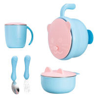 苏泊尔保温碗五件套小馋喵婴童注水保温碗道奇蓝TK1949E-2