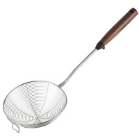 美厨网漏304不锈钢线漏滤勺网勺捞面条胡桃木勺MCCU2043