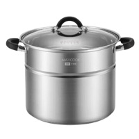 美厨汤锅304不锈钢28cm二层蒸锅电磁炉通用MCZ3249