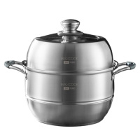 美厨蒸锅304不锈钢36cm二层燃气电磁炉通用MCZ729