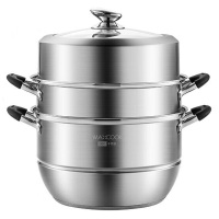 美厨蒸锅304不锈钢34cm三层蒸锅硅胶防烫手柄MCZ0583
