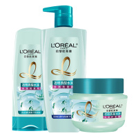 欧莱雅洗护套装3件套透明质酸水润洗发露200ml*2+润发乳200ml