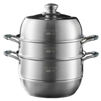 美厨蒸锅304不锈钢30cm三层感温汤锅燃气电磁炉通用MCZ743