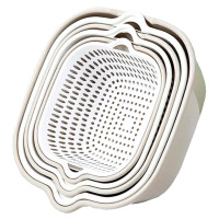 美厨洗菜篮6件套3盆3筛洗菜盆水果篮塑料灰白套装MCPJ8329