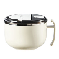 美厨泡面碗304不锈钢学生饭盒餐杯泡面杯米白色MCWA7765