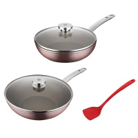 双立人锅具套装3件套多功能中式煎炒锅三件套粉色ZW-EY106
