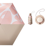 蕉下太阳伞轻巧便携口袋系列帽野黑胶五折伞BM65424(颜色随机)