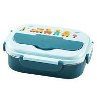 美厨饭盒304不锈钢4格天空蓝保温饭盒配餐具MCFT9288