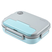 美厨饭盒304不锈钢微波饭盒五格2L透明灰MCFT5920