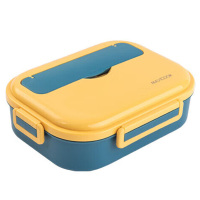 美厨饭盒316不锈钢便当盒加大加深餐盘4格深蓝色MCFT5753