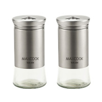 美厨调味罐2只装不锈钢+玻璃撒料瓶调料盐罐MCTC1365