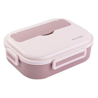 美厨饭盒304不锈钢5格保温饭盒配餐具袋子樱花粉MCFT5708