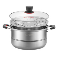 美厨蒸锅30cm佳膳系列不锈钢加厚复底感温单层蒸锅MCZ897