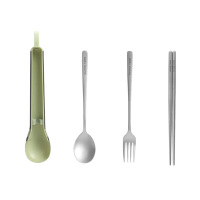美厨餐具套装钛净化不锈钢便携式筷勺4件套筷子勺子MCCU8884
