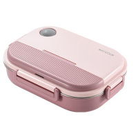 美厨饭盒304不锈钢4格1.6L微波饭盒樱花粉MCFT9784