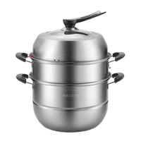美厨蒸锅26cm单底三层304不锈钢可立锅盖惠品系列MCZ0971