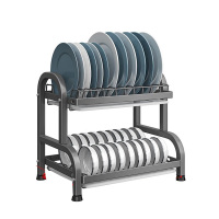 美厨沥水架二层碗碟置物架碗筷柜收纳柜枪灰色MCWA9876