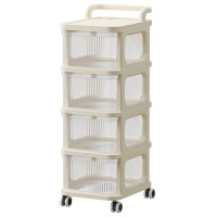 美厨置物架4层多功能整理可移动折叠收纳架可折叠MCZW9364