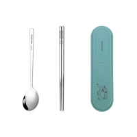 美厨餐具3件套304不锈钢便携式筷勺牛油果绿MCGC0611