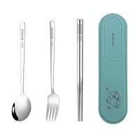 美厨餐具4件套304不锈钢便携式筷勺牛油果绿MCGC0628