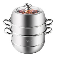 美厨蒸锅30cm三层蒸锅加厚复底汤锅304不锈钢MCZ827