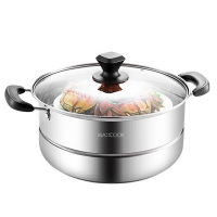 美厨蒸锅28cm单层大容量不锈钢加厚复合底蒸锅MCB28