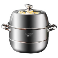 美厨蒸锅26cm二层加厚复底汤锅304不锈钢蒸锅MCZ556