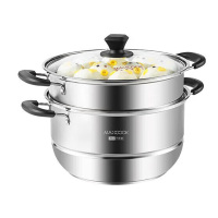 美厨蒸锅32cm二层复底蒸锅304不锈钢蒸煮两用MCZ1529