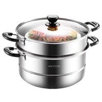 美厨蒸锅28cm二层不锈钢蒸锅防烫手柄可蒸可煮MDZ-28