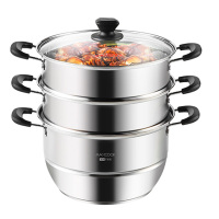 美厨蒸锅34cm三层复底蒸锅304不锈钢蒸煮两用MCZ1512