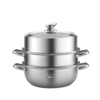 美厨蒸锅28cm二层蒸锅304不锈钢蒸煮两用MCZ2037