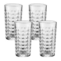 美厨水杯玻璃杯双层隔热耐高温钻石纹260ml4只装MCB3421