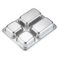 美厨饭盒304不锈钢加深加厚分格快餐盘学生餐盒MCFT168