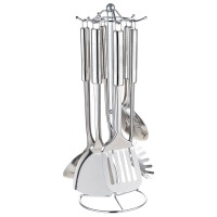 美厨厨具7件套不锈钢餐具汤勺锅铲饭勺漏勺带挂架MCJY-7