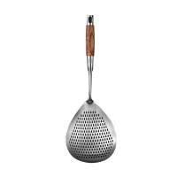 美厨漏勺304不锈钢15cm网漏线漏捞勺加厚花梨木MCCU2327