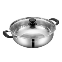 美厨汤锅304不锈钢26cm复底双耳火锅电磁炉燃气灶通用MH-26