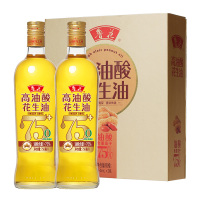 鲁花花生油物理压榨煎炒菜凉拌高油酸礼盒装花生油750ml*2瓶