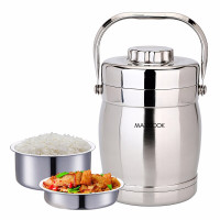 美厨保温提锅304不锈钢1.5L双层鼓形便携式MCST-1.5