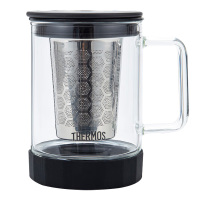 膳魔師玻璃杯450ml茶水分离带把手透明玻璃杯TCGJ-450