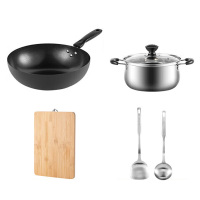 美厨厨具5件套精铁炒锅汤锅砧板锅铲炒铲汤勺MCTZ4452
