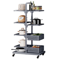 美厨置物架五层2篮6板厨房置物架落地式锅架网篮MCZW8473