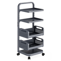 美厨置物架四层2篮2板落地式层架果蔬网篮橱柜MCZW5274