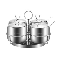 美厨调味罐套装四件套304不锈钢带支架MCPJ-WG004