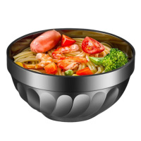 美厨碗20cm大汤面碗餐具双层隔热304不锈钢碗MCWA648