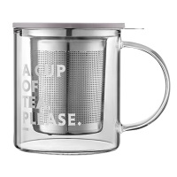 北鼎泡茶杯高硼硅玻璃杯子带把手茶水分离杯家用茶具350ml