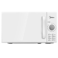 美的微波炉20L旋钮操控360°转盘加热易洁内胆白色M100