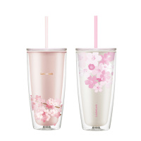 乐扣乐扣塑料杯樱花夏日畅饮便携双层水杯HAP509(颜色随机)