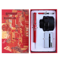 凌美钢笔F尖笔尖精钢镀铬月夜大唐墨水礼盒套装Safari-狩猎者钢笔(颜色随机)