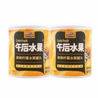 三只松鼠黄桃罐头柠檬夏天开罐即食水果罐头休闲小吃312g*2罐